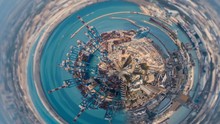 Tiny Planet - Clouds Over Industrial Port Time-lapse Footage