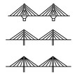 Set of three different cable strayed line art style bridges
