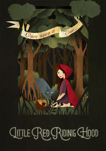 Little Red Riding Hood And Wolf In Front Of Forest Fairy Tale Illustration