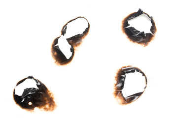 Wall Mural - Trail of burnt paper on white background