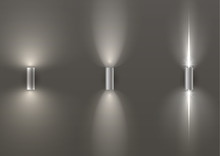 Set Of Different Modern Lamps With Transparent Shoulders And Shadows. Vector Graphics