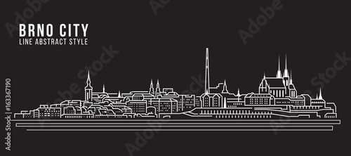 Valokuvatapetti Cityscape Building Line art Vector Illustration design - Brno city