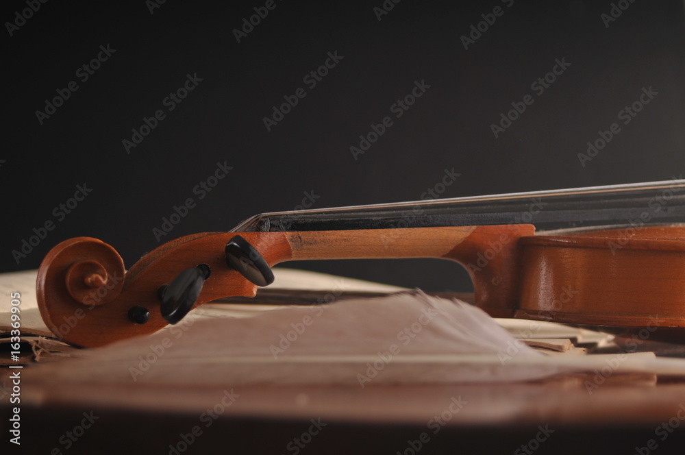 Violin and notes on the table