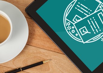 Poster - Tablet with travel icon on the screen