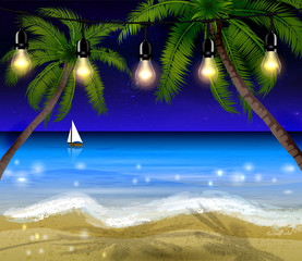 Wall Mural - Palm trees at night