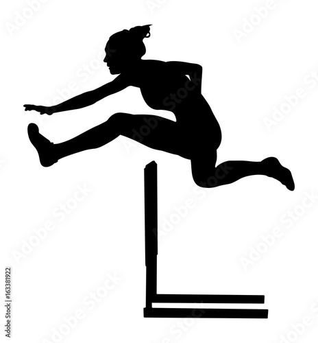 100 m hurdles woman runner athlete black silhouette - Buy ...