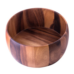 Wall Mural - Close up of wood empty wooden bowl isolated on white background