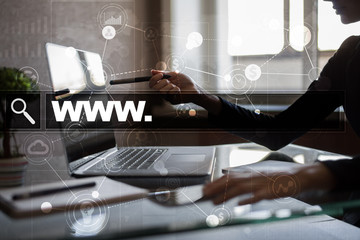 Wall Mural - Search bar with www text. Web site, URL. Digital marketing. internet concept.