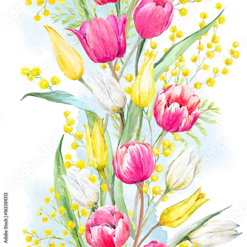 wektorowa-mimoza-i-tulipany-akwarela
