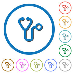 Wall Mural - Stethoscope icons with shadows and outlines