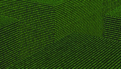 Wall Mural - 3d binary green blocks