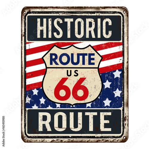 Route 66 vintage rusty metal sign Wallpaper Mural