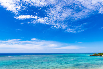 Wall Mural - Sea, blue sky, landscape. Okinawa, Japan, Asia.
