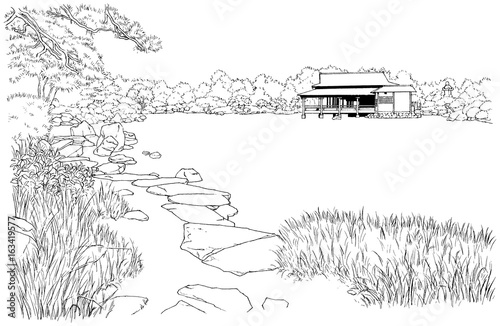 漫画風ペン画イラスト 和風 Stock Illustration Adobe Stock