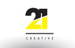 21 Black and Yellow Number Logo Design.