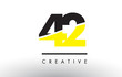 42 Black and Yellow Number Logo Design.