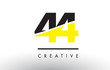 44 Black and Yellow Number Logo Design.