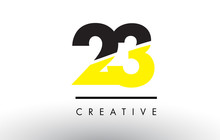 23 Black And Yellow Number Logo Design.