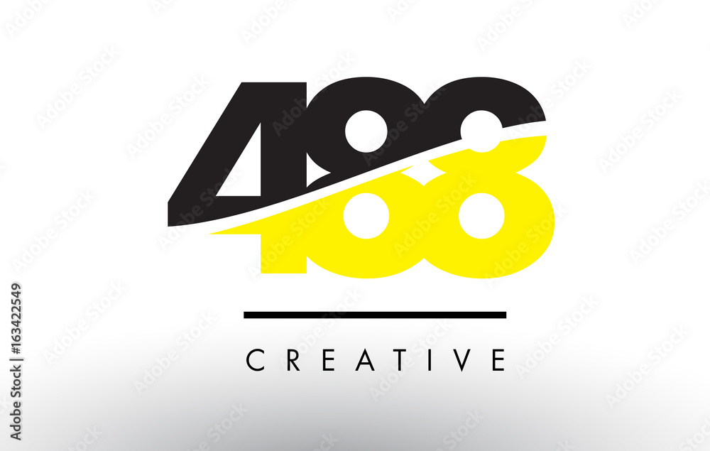 488 Black and Yellow Number Logo Design. Stock Vector | Adobe Stock