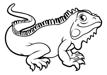 Wall Mural - Iguana Lizard Cartoon Character