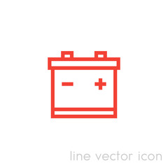 Sticker - battery icon, vector linear pictogram