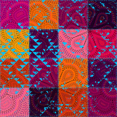 Poster - Vector seamless ethnic pattern in indian patchwork  style
