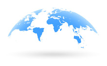 Blue World Map Globe Isolated On White Background