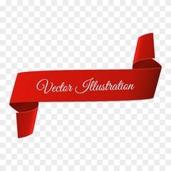 Poster - Flag vector banner. Red curved ribbon isolated on white background.