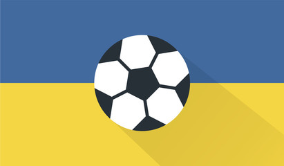 vector football / soccer ball on ukraine flag background