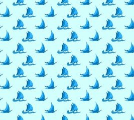 Sticker - Seamless background with yachts.