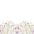 © ketrinkin1 - Handwork watercolor illustration. .Seamless pattern with watercolor abstract wildflowers on white background, isolated watercolor illustration. Invitation. Wedding card. Birthday card..