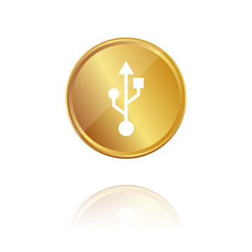 USB - Gold Münze mit Reflektion