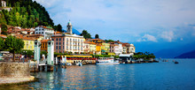 Beautiful Lago Di Como - Panorama Of Bellagio Town. North Of Italy