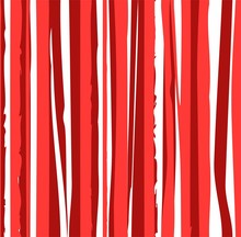 Uneven Red Stripes Seamless Background, Vector. Vertical, Wavy Lines On White Background. Abstract Pattern. 
