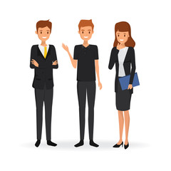 Wall Mural - business team work people standing to meeting. business man and business woman in suit character of 