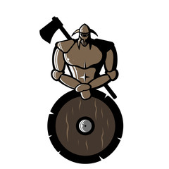 Wall Mural - Vector image of Bronze Viking with Shield and Ax