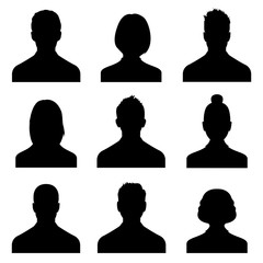 Poster - Male and female head silhouettes avatar, profile  icons. Stock vector
