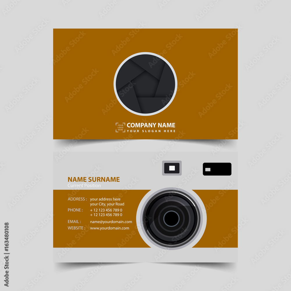 Photographer Business card design template. Stock Vector | Adobe Stock