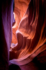 Canvas Print - Play of light and shadow. Bizarre pattern of the walls of the lower Antelope Canyon