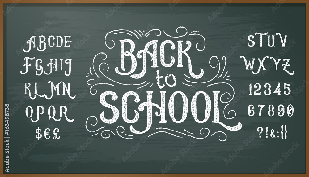 Vector illustration of retro font, capital letters, numbers and symbols ...