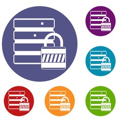 Poster - Database with padlock icons set