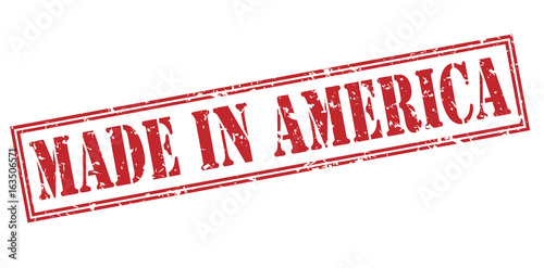 Made in america red stamp on white background Poster