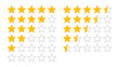 © martialred - Product rating or customer review with gold stars and half star line vector icons for apps and websites