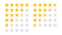Product Rating Or Customer Review With Gold Stars And Half Star Flat Vector Icons For Apps And Websites