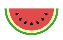 Watermelon Fruit Slice Or Cross Section With Seeds Flat Color Art Vector Icon For Apps And Websites