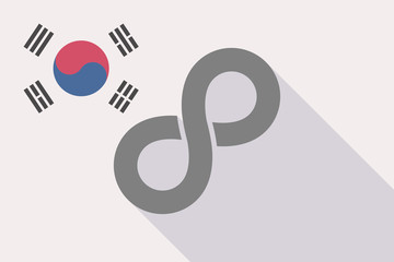 Wall Mural - Long shadow South Korea flag with an infinite sign