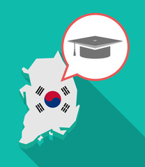 Wall Mural - Long shadow South Korea map with a graduation cap