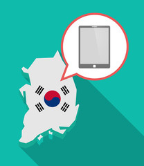 Sticker - Long shadow South Korea map with a tablet computer