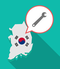 Sticker - Long shadow South Korea map with a spanner