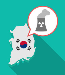 Sticker - Long shadow South Korea map with a nuclear power station